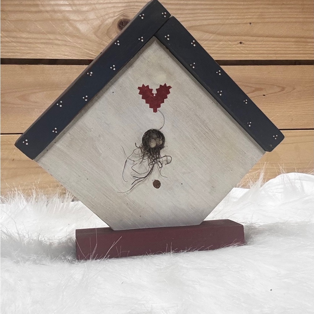 Rustic Wooden Birdhouse home decor with Heart Accent